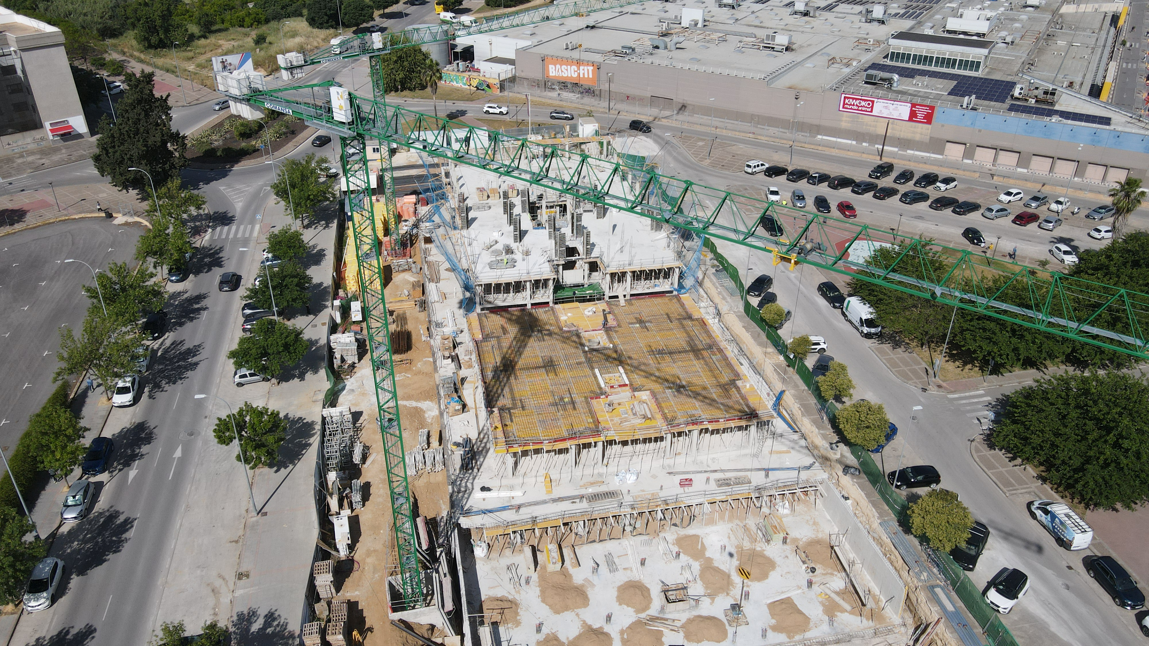 Vista aérea de proyecto de construcción